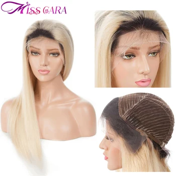 

613 Blonde Lace Front Human Hair Wigs Pre Plucked 1B/613 Peruvian Human Hair Wigs For Women 150% Density Miss Cara Remy Hair