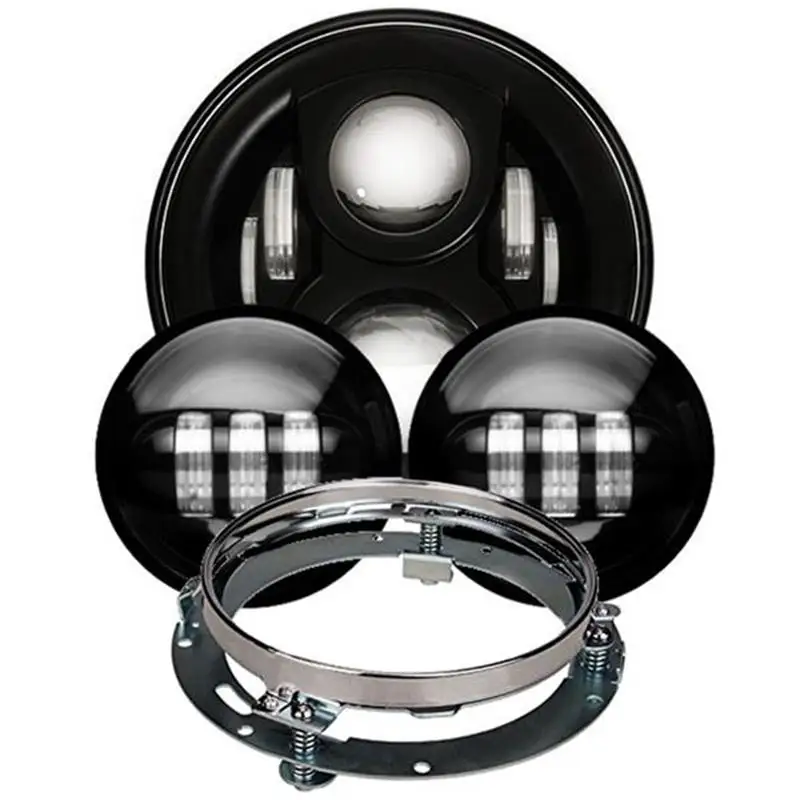 

7" moto Led Headlight Mounting Ring Bracket + 7" LED Hi/Lo Beam Light + 4.5" Auxiliary Fog Spot Lamps For Harley Road King