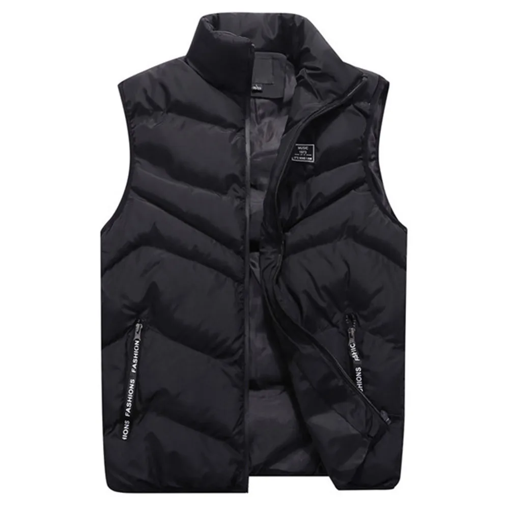 

New Mens Vest Jacket Autumn Winter male down jacket Casual Stand Collar Pure Color Waistcoat Top Coat Free Shipping 2018