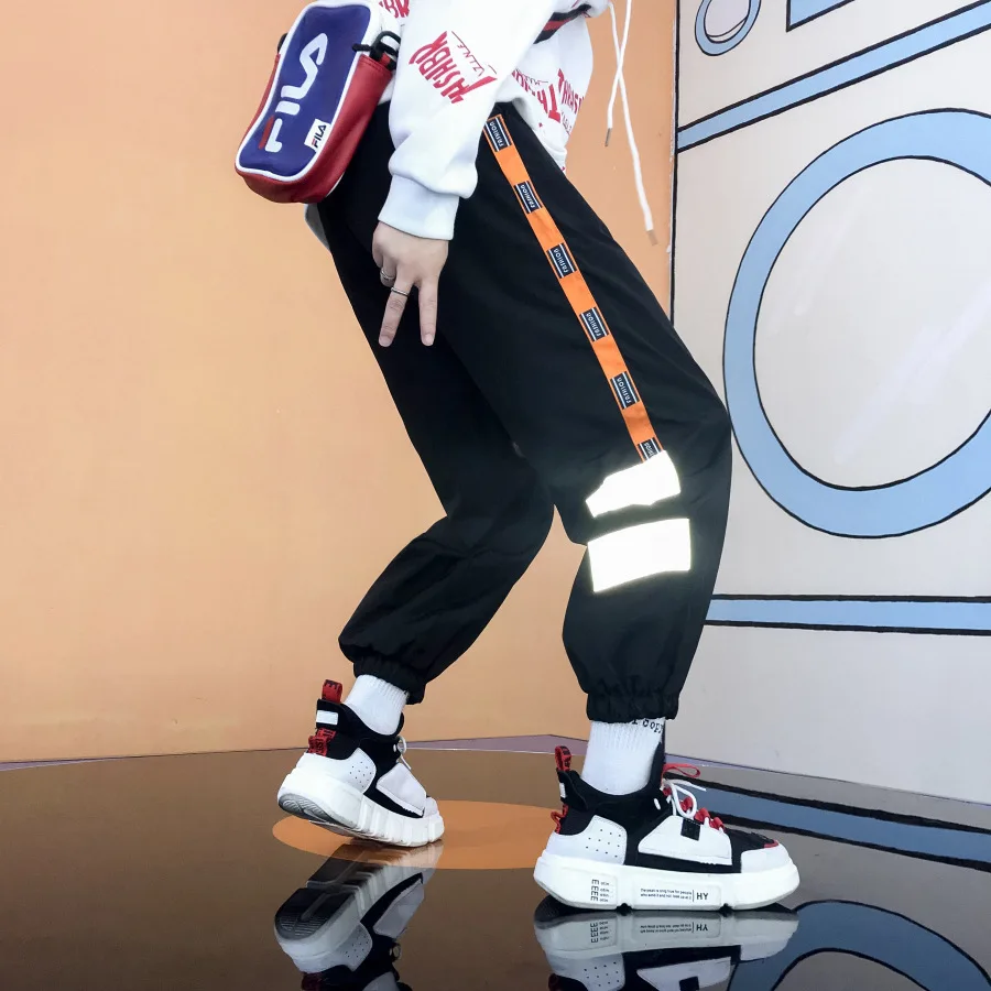 

Side Strip Casual Pants Men Loose Cargo Joggers Sport Hip Hop Men's Patchwork Dance Pants Streetwear Sweatpants Men Harem Pants