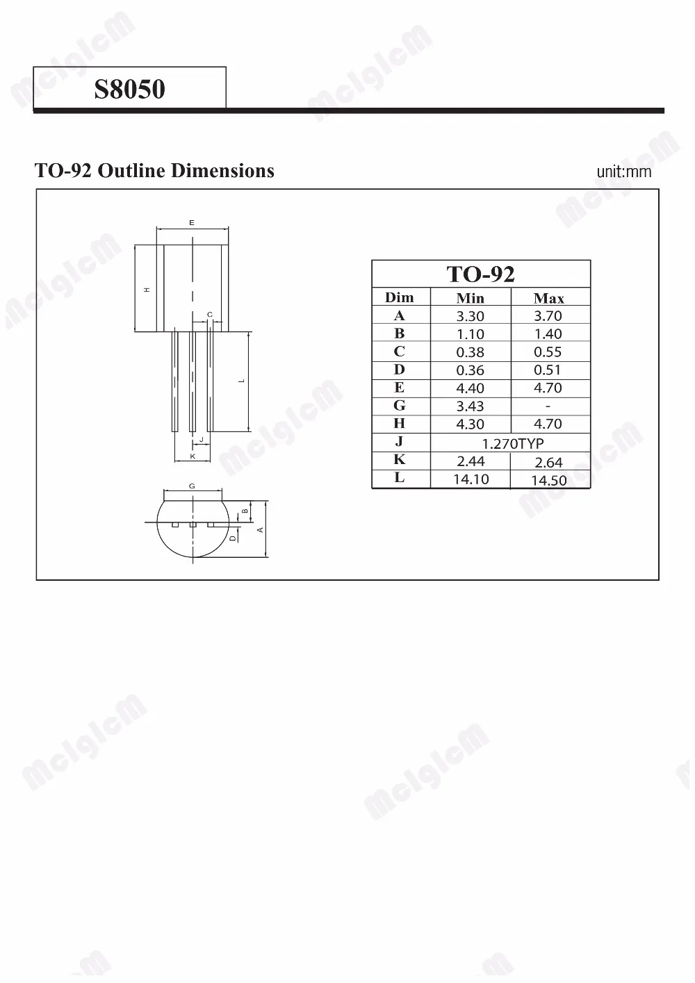 MCIGICM 100 шт. S8050 NPN Универсальный транзистор TO-92 0.5A 40 в NPN