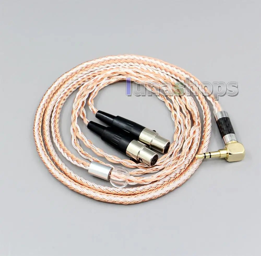 LN006400 16 Cores Silver Plated XLR 3 5mm 2 5mm 4 4mm Earphone Headphone Cable For Audeze LCD XC LCD3 LCD X LCD2