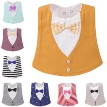 Милый модный детский нагрудник с рисунком, хлопковый Четырехслойный Водонепроницаемый Регулируемый Слюнявчик с кнопками