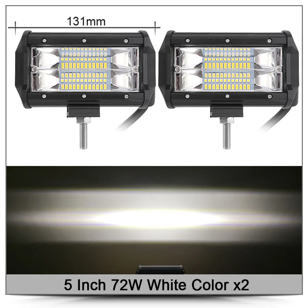 5 дюймов желтый светодиодный рабочий светильник 4x4 для внедорожников для автомобилей 12 в 24 В для мотоциклов, грузовиков Uaz SUV ATV 4WD прожектор Светодиодный дальнего света противотуманная фара - Цвет: A 5 Inch White x2