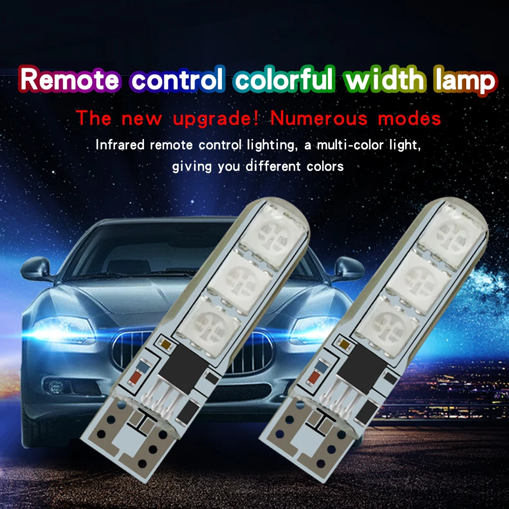 2 шт. RGB T10 W5W Led 194 168 5050 SMD Автомобильная купольная лампа для чтения автомобилей