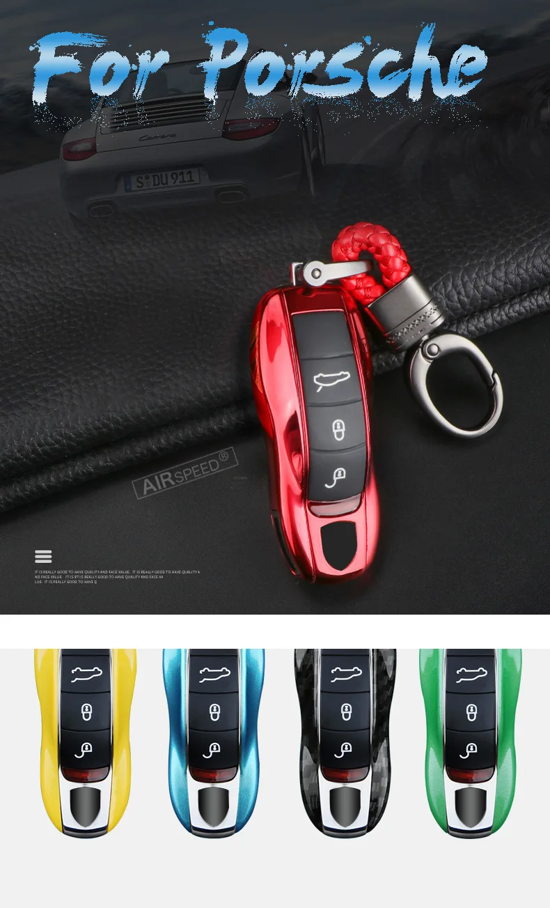 Airspeed 3pcs Car Key Case Key Cover Shell for Porsche Panamera Macan Cayenne Carrera Boxster Cayman 911 970 981 991 Accessoires (1)