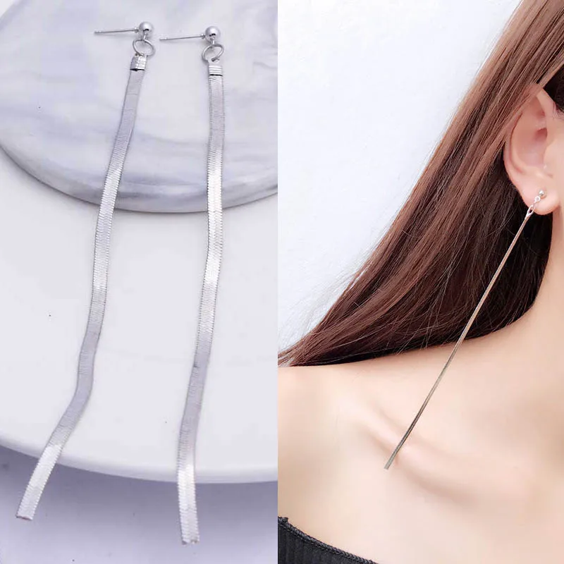 

ES597 Temperament Fashion Jewelry Metal Chain Tassel Geometry Long Earrings Oorbellen Pendientes Earrings For Women Brincos Gift