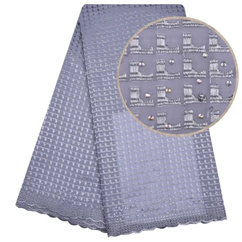 

2018 Hot Sale Gray African Swiss Voile Lace High Quality Swiss Voile Lace In Switzerland Nigerian Cotton Lace With Stones 1193