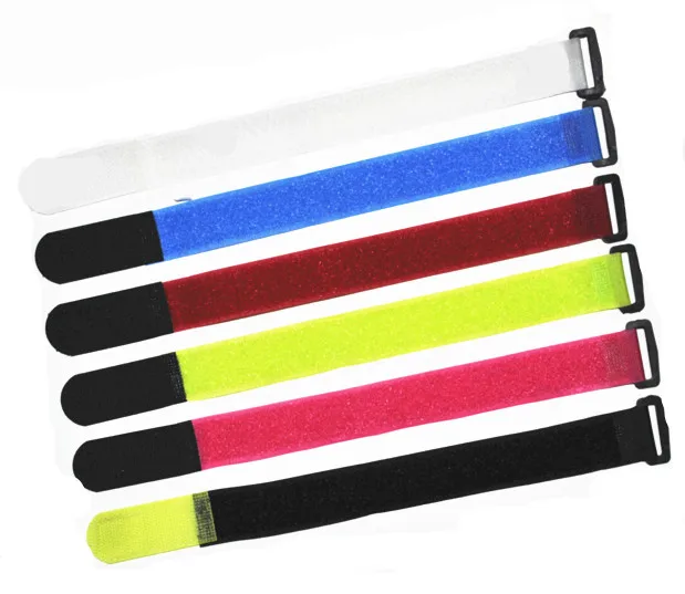 

6 pcs 12''(20cm) Assorted color Reuseable Fastening wrap strap with plastic Buckle End.hook and loop ties for packing