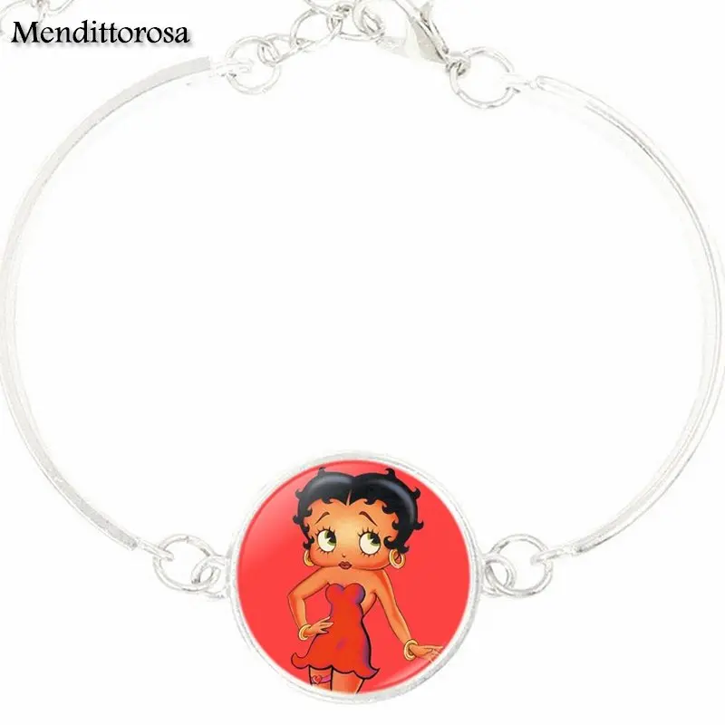 EJ глазури на День Святого Валентина подарок Betty Boop стеклянный браслет из кабошона браслет ручной работы для девочек Галактический браслет ювелирных изделий - Окраска металла: as picture