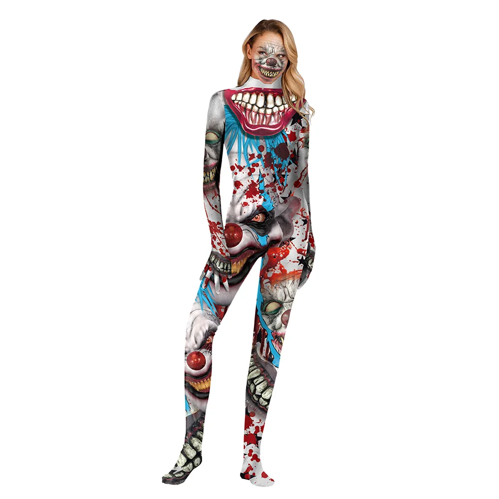 VIP Модные женские костюмы на Хэллоуин, цельный женский костюм с черепом и скелетом, костюм для косплея, одежда для вечеринки на Хэллоуин с 3D принтом - Цвет: WB141-00603