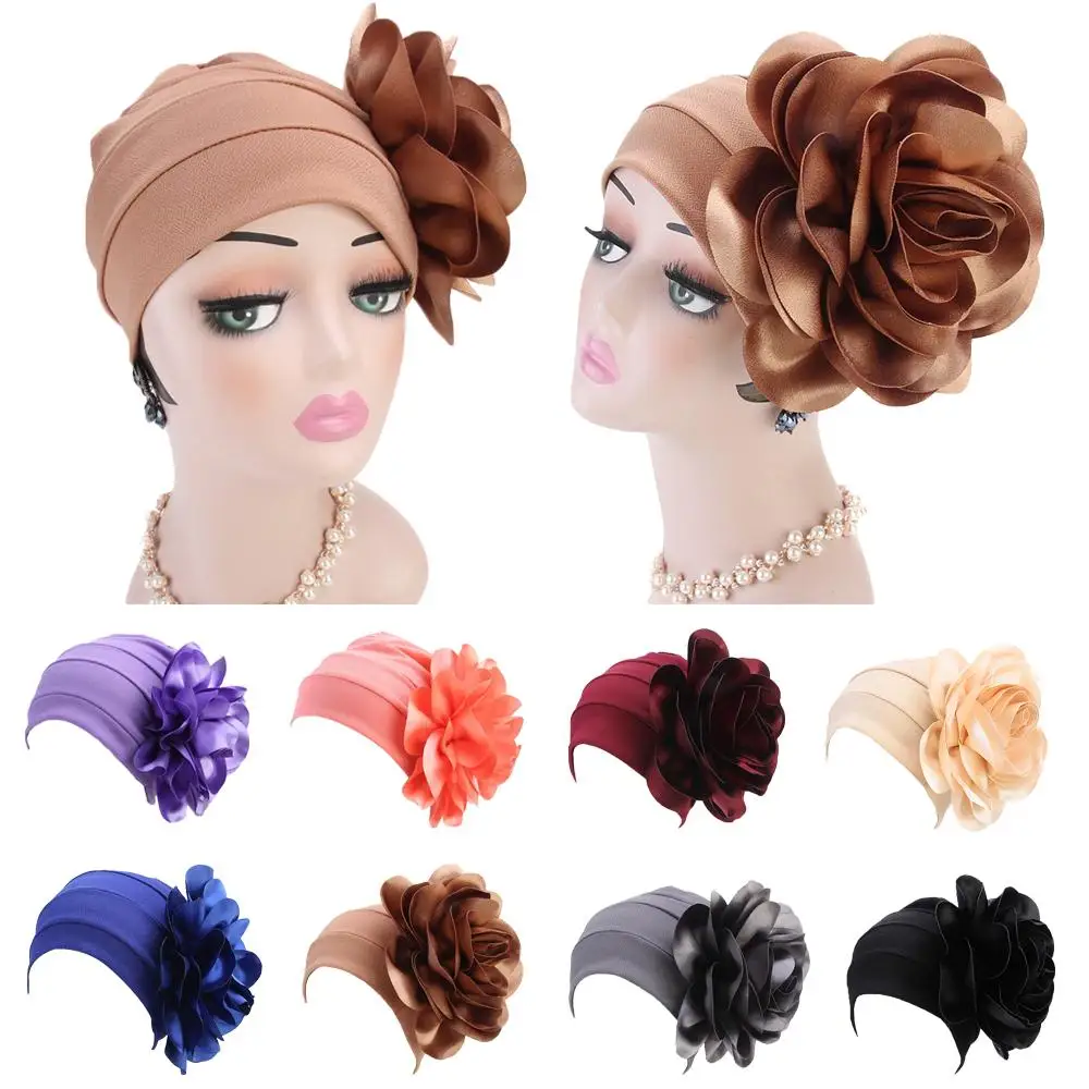 Женский индийский мусульманский головной убор тюрбан шляпа цветок головной платок, шарф Кепка chemo Arab cank Skullies Bonnet Средний Восток выпадение волос