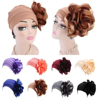 

Women Indian Muslim Beanie Turban Hat Flower Head Scarf Wrap Chemo Cap Arab Cancer Skullies Bonnet Middle East Hair Loss Cover