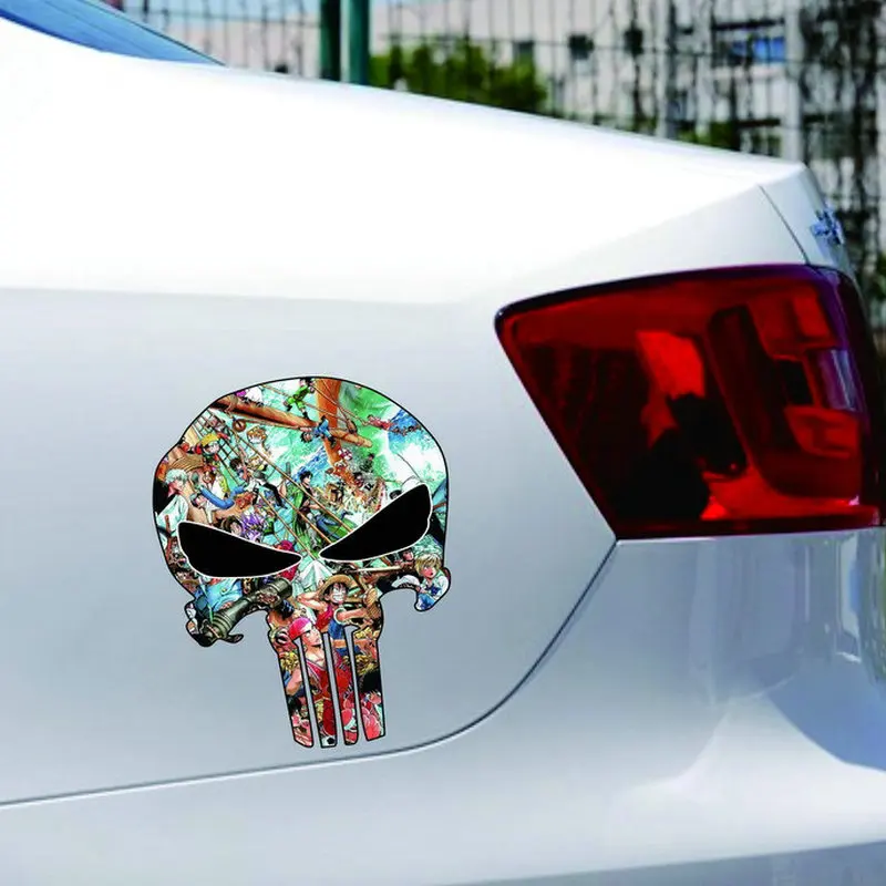 

Eco-friendly Cartoon Creative PVC Waterproof Anime One Piece Sticker Skull Shape Sticker Automobile Car Decal Sticker
