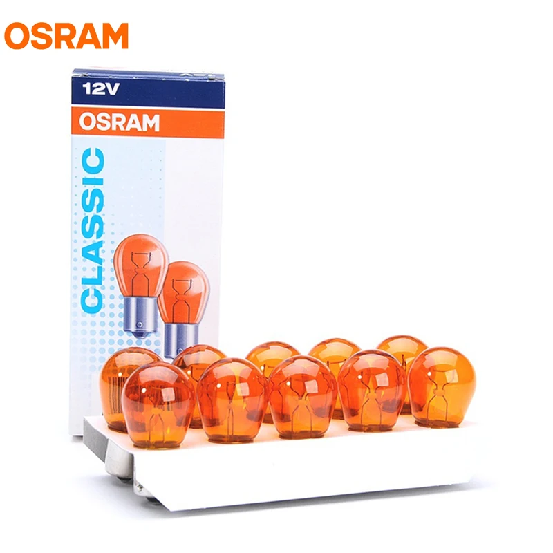 10 шт. OSRAM 7507 PY21W S25 BAU15s 12 в 21 Вт желтые янтарные металлические Цоколи поворотники