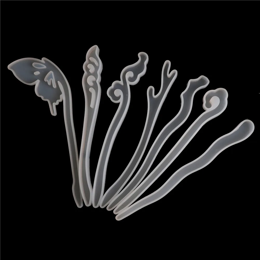 1pc DIY Silicone Hairpin Mold Making Hair Stick Mould Jewelry Pendant Resin Craft  18cm