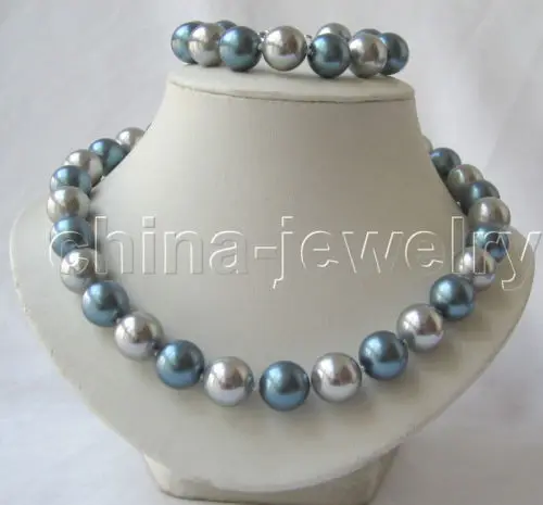 

FREE SHIPPING HOT sell new Style >>>> One set 18" & 8" 14mm multicolor sea shell pearl necklace & bracelet