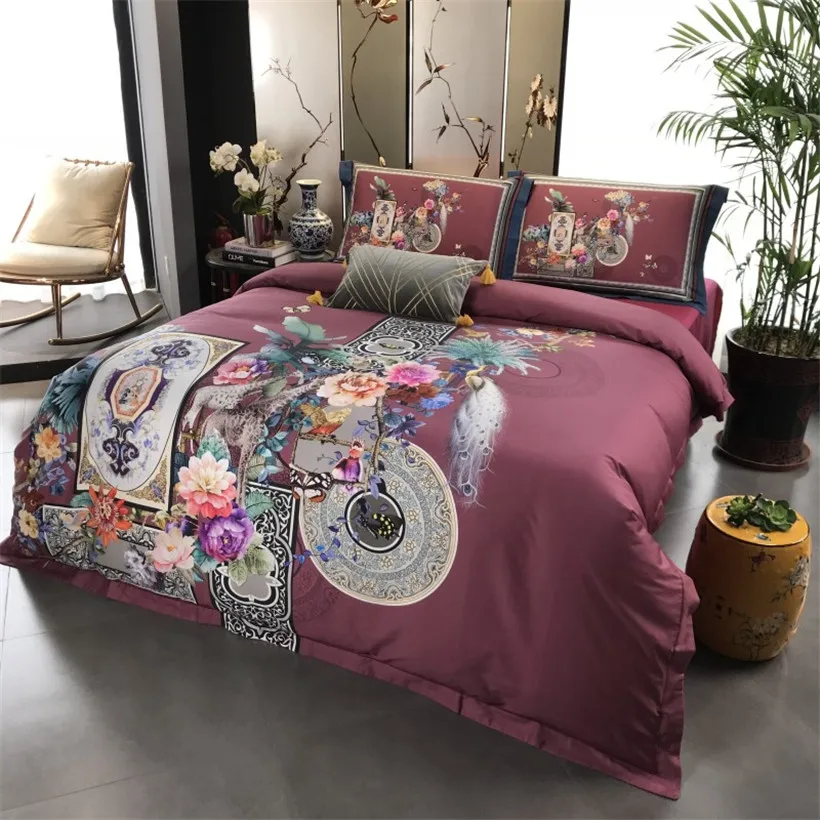 Perfect Chinese Wind Animal Egyptian Cotton Royal Gongsatin Craft Extra Large Bedding, Down Quilt, Bed Sheet, Pillow Cover, 4pcs 14