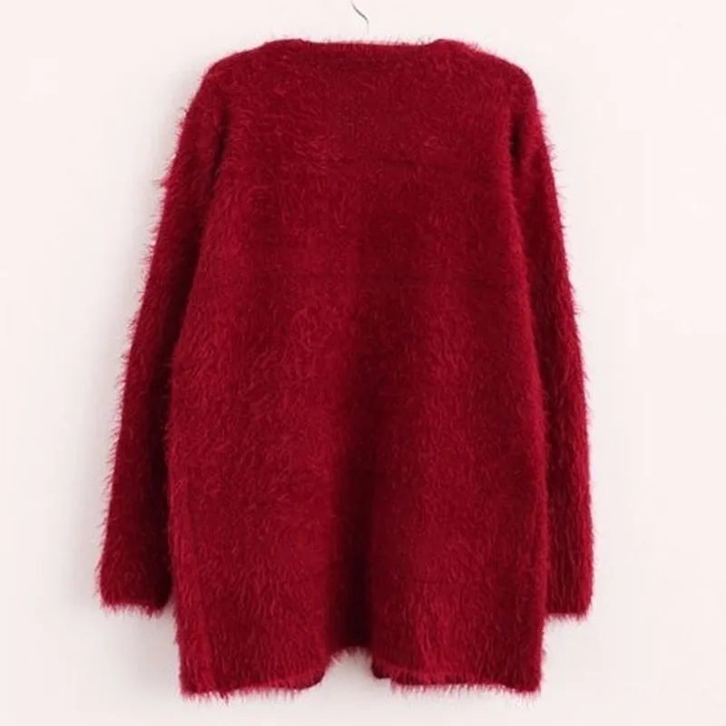 Открытый свитер женский уродливое Рождество женский свитер-пуловер Кардиган зима теплый мохер женский жилет Manche Longue длинный кардиган