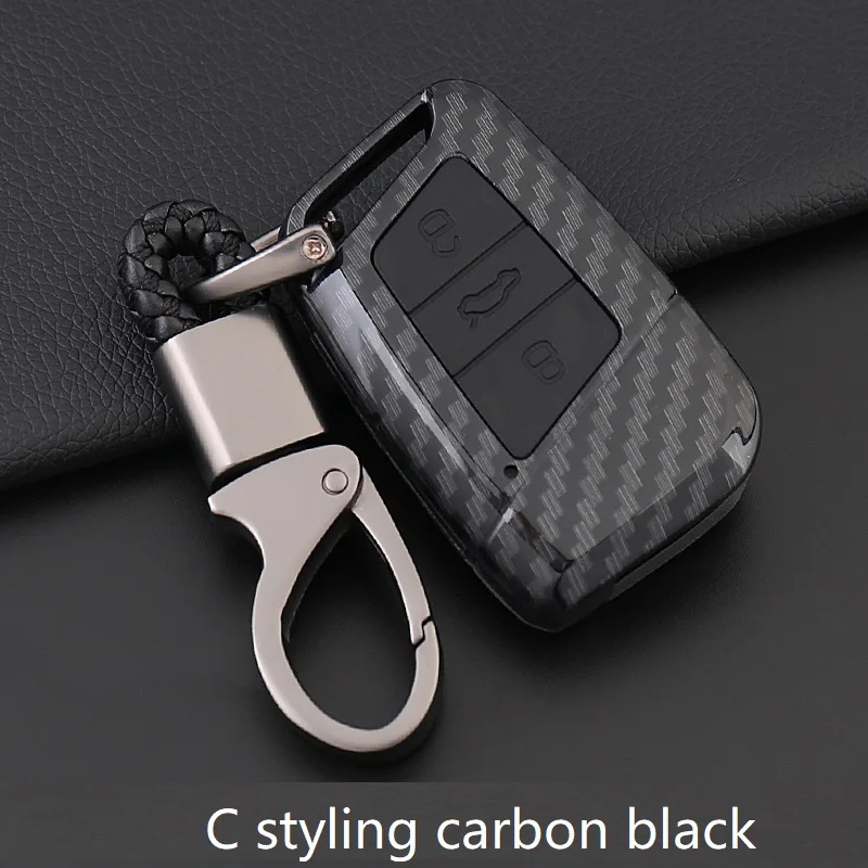 

Carbon Fiber Silicone Car Key Cover Case For Volkswagen VW MAGOTAN Tiguan MK2 2017 2018 2016 Passat B7 B8 CC For Skoda Superb A7