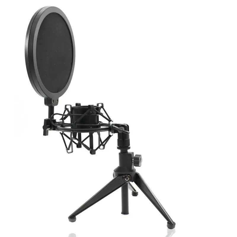 Shock Mount On Mic Pop Filter Bilayer Recording Double Mesh Screen Windscreen For BM 800 900 Condenser Studio microphone image_1