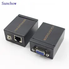 Sanchow Um Par 60 M Extensor VGA Fêmea Para Lan Cat5 Cat5e RJ45 Ethernet Adapter Feminino Amplificador Extensor VGA