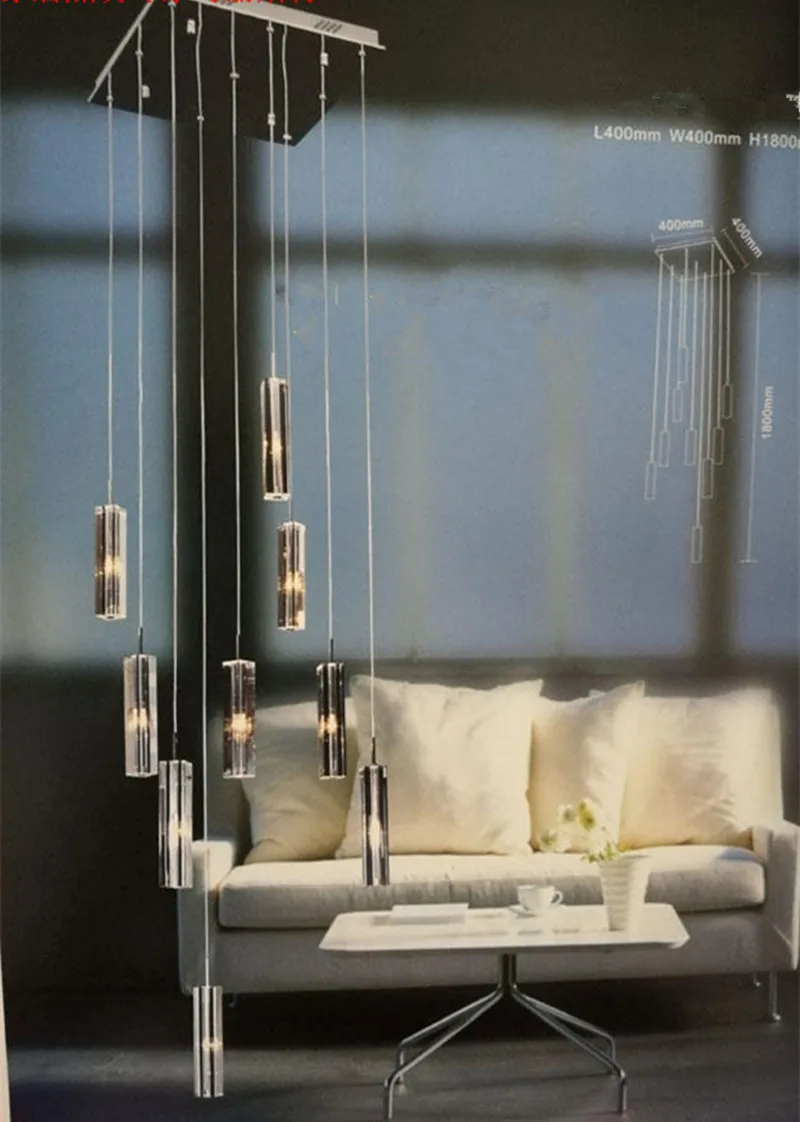 Led Glass G4 Salon Pendant Lights для гостиной Showcase Art Deco Прозрачный хрустальный свет