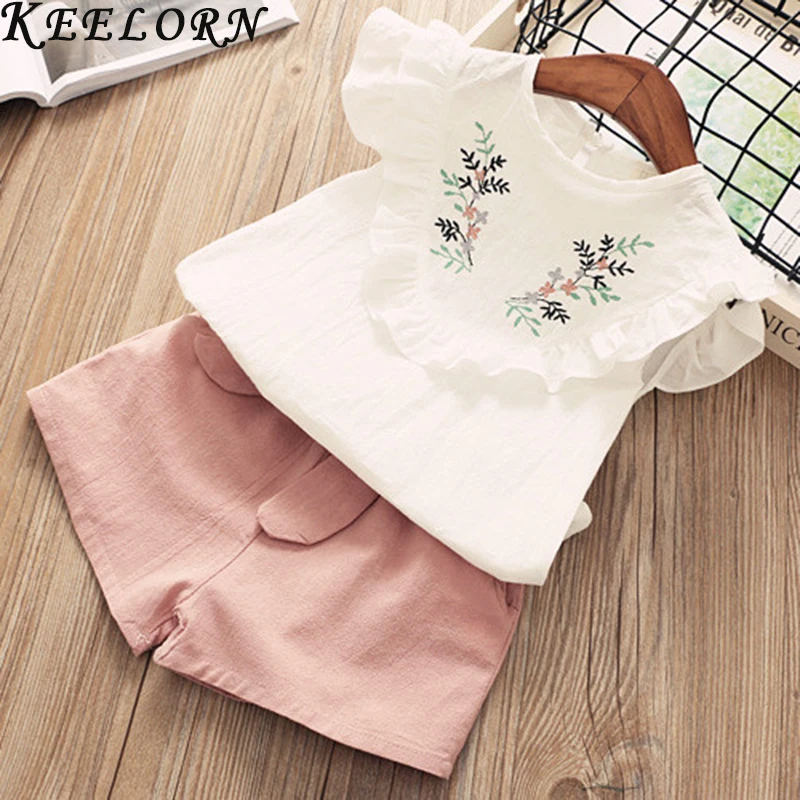 

Keelorn Girls Clothing Sets 2019 Summer Fashion Style Kids Clothes Embroidery Clothing Set 2Pcs Suit Kids for 3-7 Years
