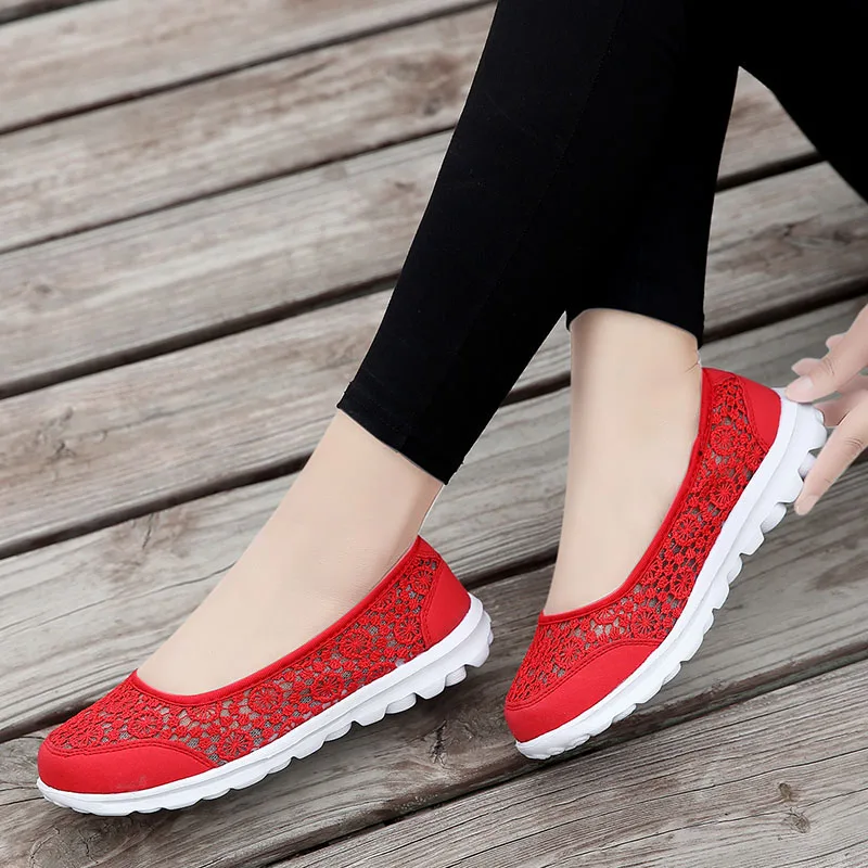 

Ballerina Flats Women 2018 Summer Women Shoes Air Mesh Comfort Slip On Spring Shoes Women Female Loafers Ballet Flats