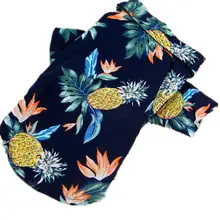 Летняя Пляжная рубашка с милым принтом собаки Гавайи пляжная Повседневная рубашка туристическая с ананасом Фламинго короткий рукав маленькая собака блуза с принтом кошки