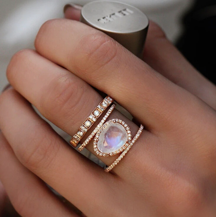 

Multiple Size 5 6 7 8 9 10 Knuckle Jewelry Accessories Rose Golden Silver Plated Crystal Alloy Women Rings
