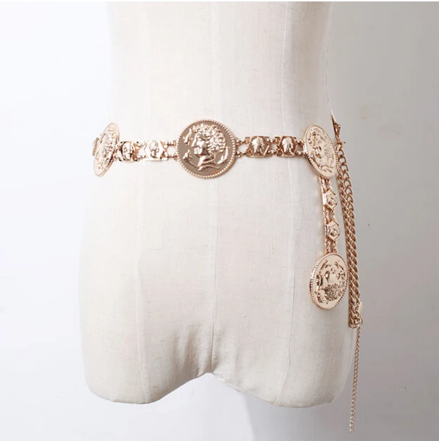 2014 new ancient Greek big wide coins rings embossed gold chain metal