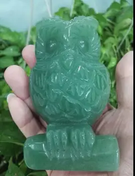 

Free Shipping Green dongling Jade carve Owl statue Hand Carved Owl,Gemstone statue