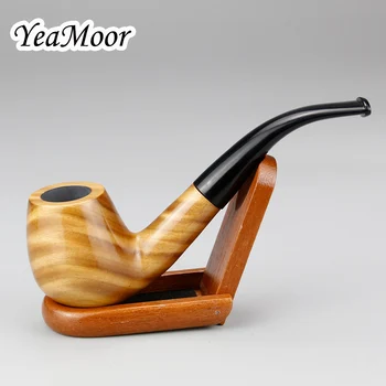 

New Green Sandal Wood Pipe Set Open-Close Type Wooden Holder 9mm Filter Bent Tobacco Pipe 10 tools free Handmade Smoking Pipe
