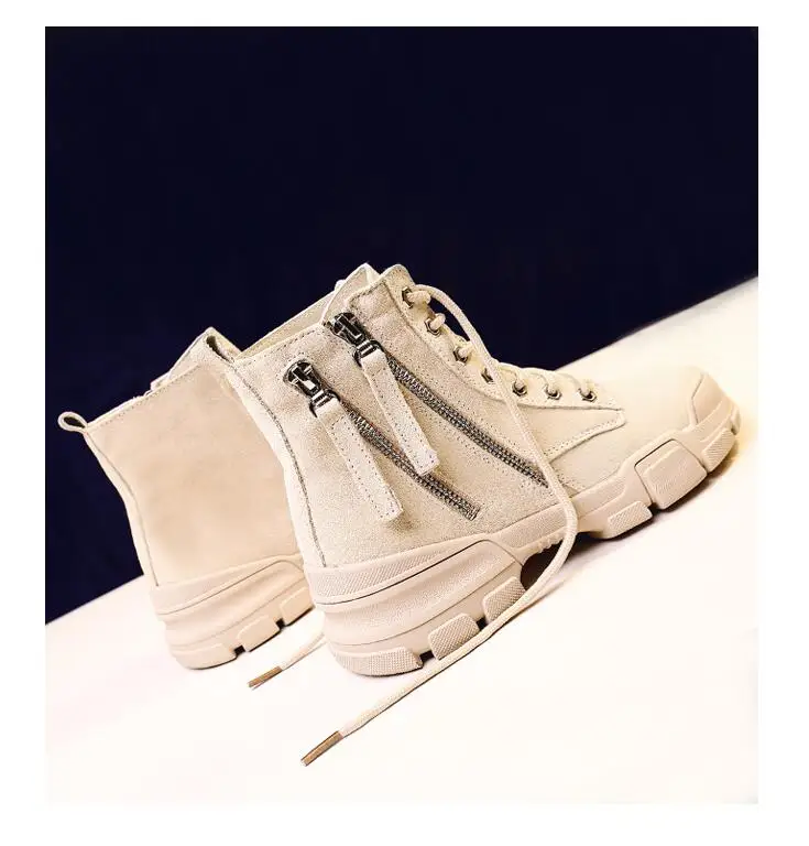 Women Thick Bottom Snow Boots Lace Up Boots Female Ankle Military Double Zipper Brand Winter Warm Platform Heel Shoes g510