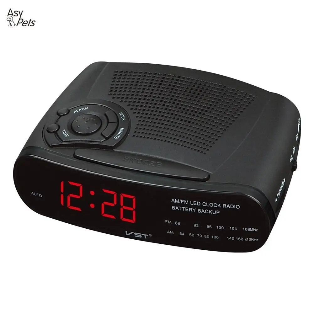 

220V Alarm Clock Radio with AM/FM Digital LED Display with Snooze, Battery Backup Function-