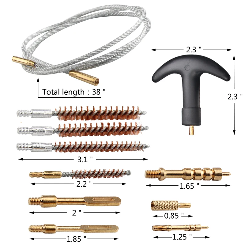 Gun Pistol Cleaning Kit Set Nylon Bag Rod Brush Gun cleaning for .17cal .22cal .30cal 2708.280cal Brass brush Rifle Cleaning for Hunting RL37-0046-10