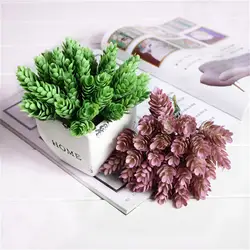 6 шт./Букет имитация зеленого растения дешевые искусственный цветок из пластика для дома, стола, декоративные Свадебный декор