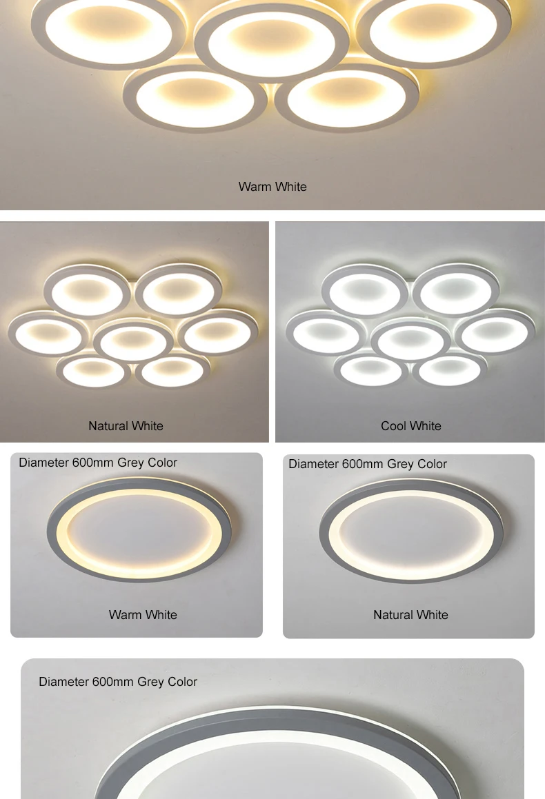 Современная светодиодная люстра белого/серого цвета для гостиной, спальни, кабинета, дома, круглая Потолочная люстра, светильники