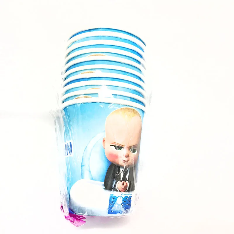 

10pcs/pack boy boss baby theme disposable cups baby boss birthday party baby shower decorations baby boss theme paper cups