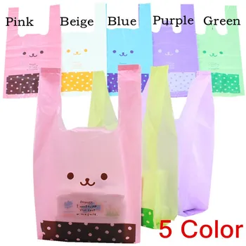 

23*40cm Cartoon Smile Polka Dot Tote Shopping Vest Plastic Handbag / Merchandise Bag / Grocery Bag / Opp Maga Bag