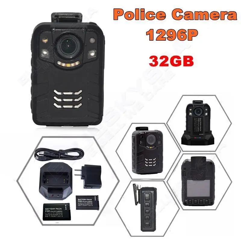 

Free shipping!32G Ambarella A7L50 Super HD 1296P 2K Police Worn Camera 170 Hours 60fps IR