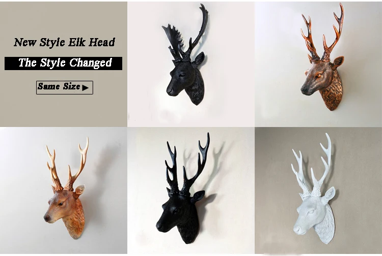 3D Modern Deer Head Sculpture Murals Home Wall Hanging Elk Statue Handmade Ornament Artwork Craft Small Size Deer Head Sculpture 2