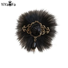 YiYaoFa broche Vintage hecho a mano alfiler de ramillete joyería de fiesta de señora antigua broche de pelo de conejo hebilla para accesorios de mujer YBR-29