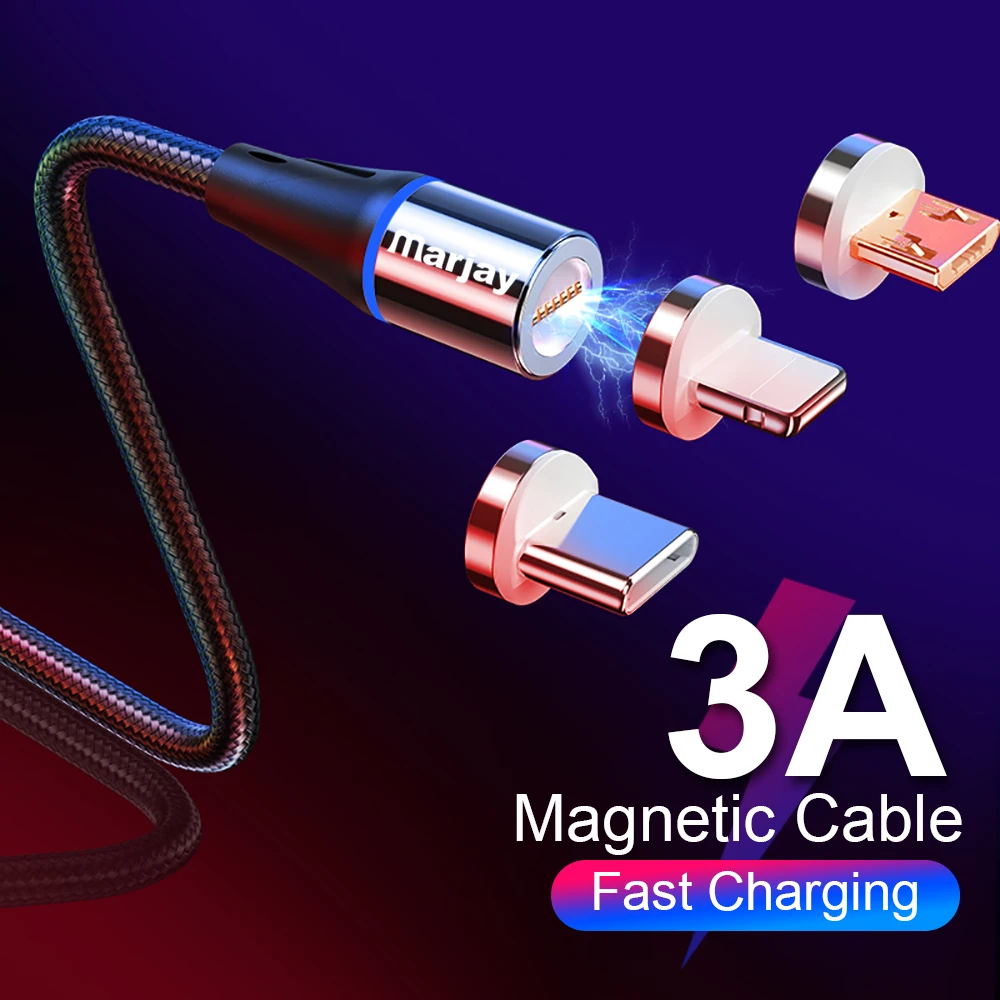 Магнитный кабель Marjay для iPhone XR XS Max X 6 6s 7 8 Plus 5 SE iPad быстрое зарядное устройство для мобильного телефона Магнитный зарядный usb-шнур