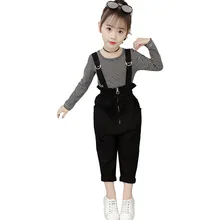 Новая Весенняя детская одежда для девочек Комбинезон для девочек в ковбойском стиле для девочек мультфильм ремешок с узором Штаны+ рубашки 2 шт для 4681012 лет