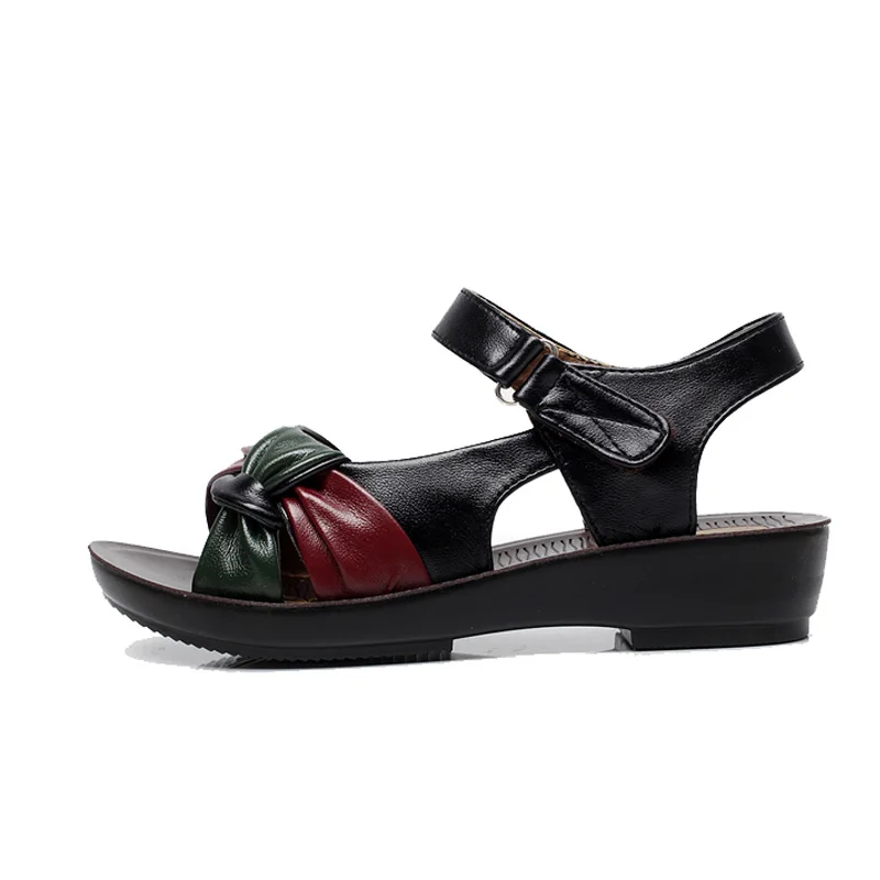 TIMETANG-2017-summer-Mother-shoes-flat-sandals-women-aged-leather-Soft-bottom-mixed-colors-fashion-sandals