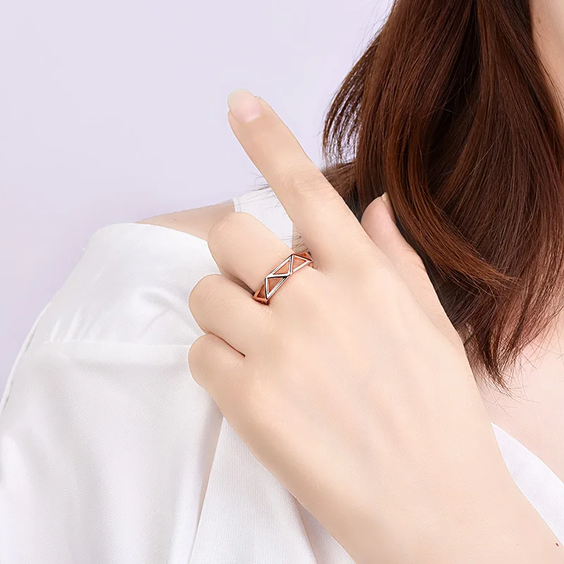CHUKUI Geometry Hollow Polygon Triangle Open Rings For Women Creative Simple Lady Fashion Jewelry Adjustable (6)