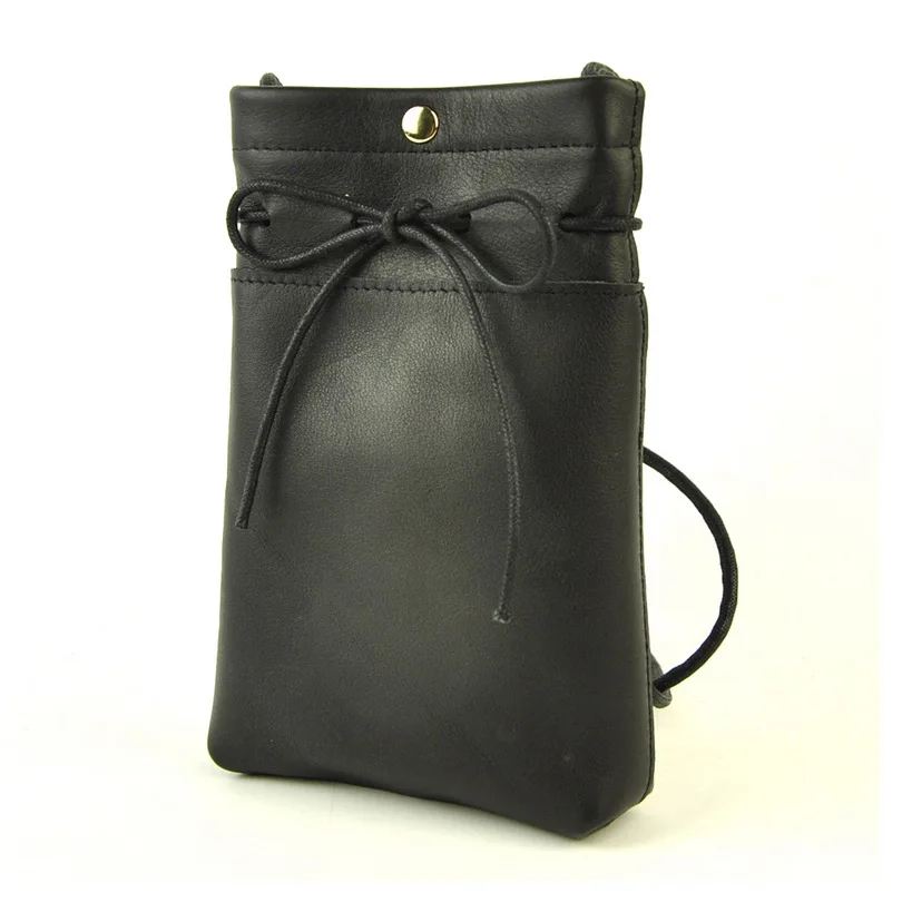 

Women Genuine Leather Small Shoulder Handbag Vintage Cellphone Bag Retro Bow Purse Mobile Lady Girl Pouch Simple Casual Daily