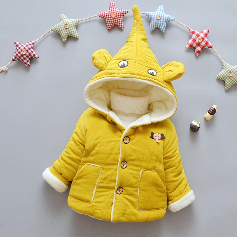 

2019Boy Girl Clothes Winter Plus Thick Keep Warm Cartoon Elephant Hooded Cotton Jacket Kid Warm Clothing Children Jacket Clothes